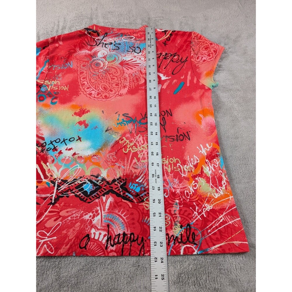 Vintage Y2K Chico's Tee Womens 2 Butterfly Graphic V Neck Short Sleeve Retro - Picture 7 of 7
